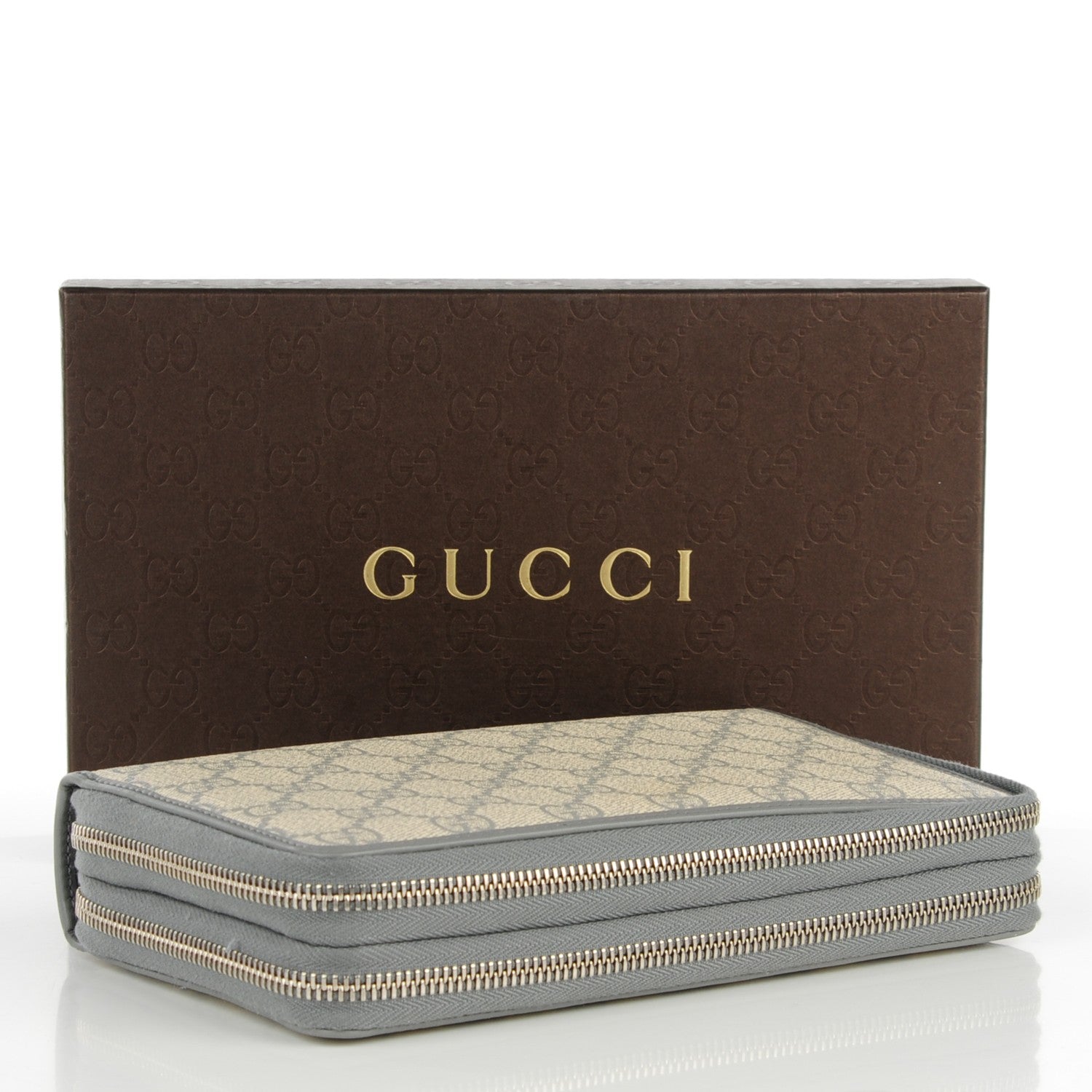 Gucci GG Supreme Monogram Travel Document Case Ecru Grigio 4 of 8
