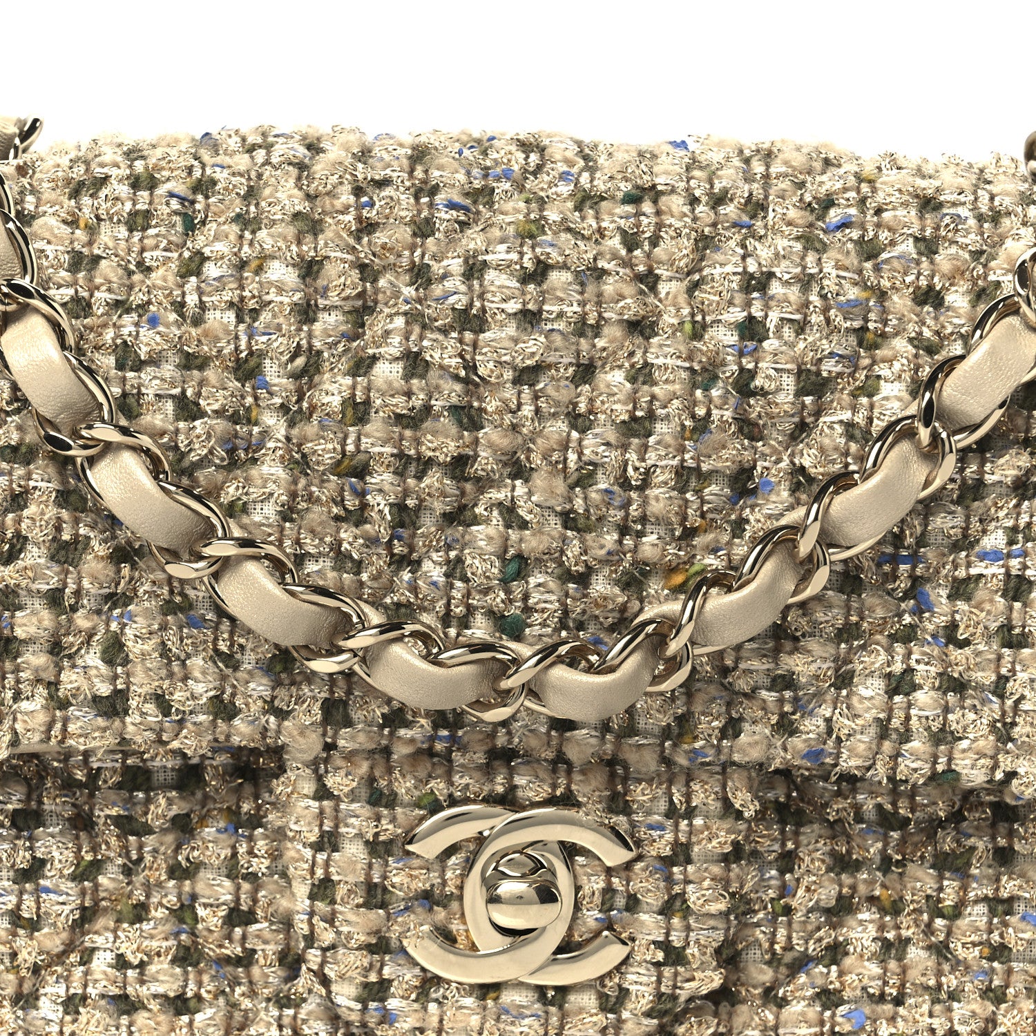 Chanel Tweed Quilted Mini Rectangular Flap Beige 8 of 10