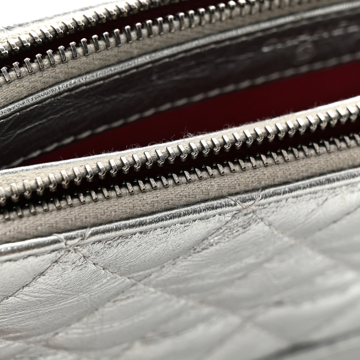 Chanel Metallic Lambskin Calfskin Quilted Small Gabrielle Clutch With Chain Silver 13 of 15