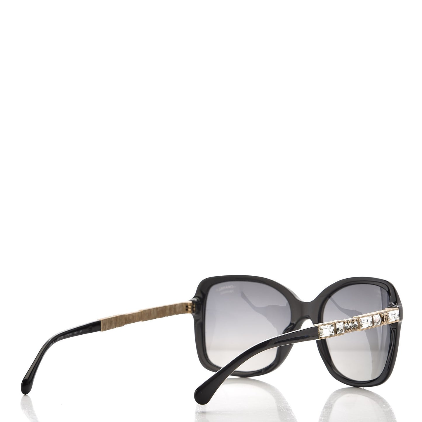 Crystal Baguette Polarized Square Sunglasses 5308-B Black