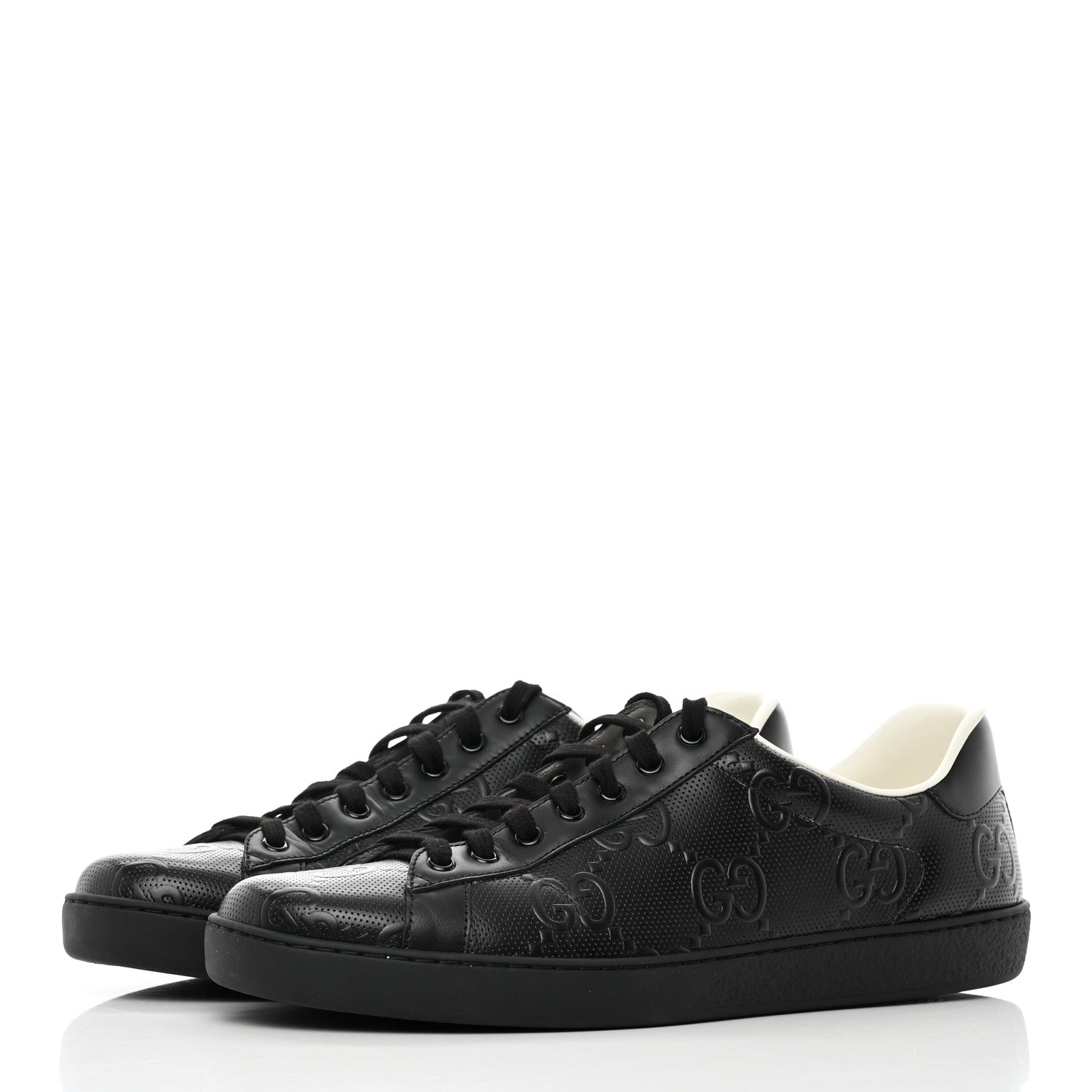 Gucci Calfskin GG Tennis Embossed Mens Ace Sneakers 11 Black 3 of 10
