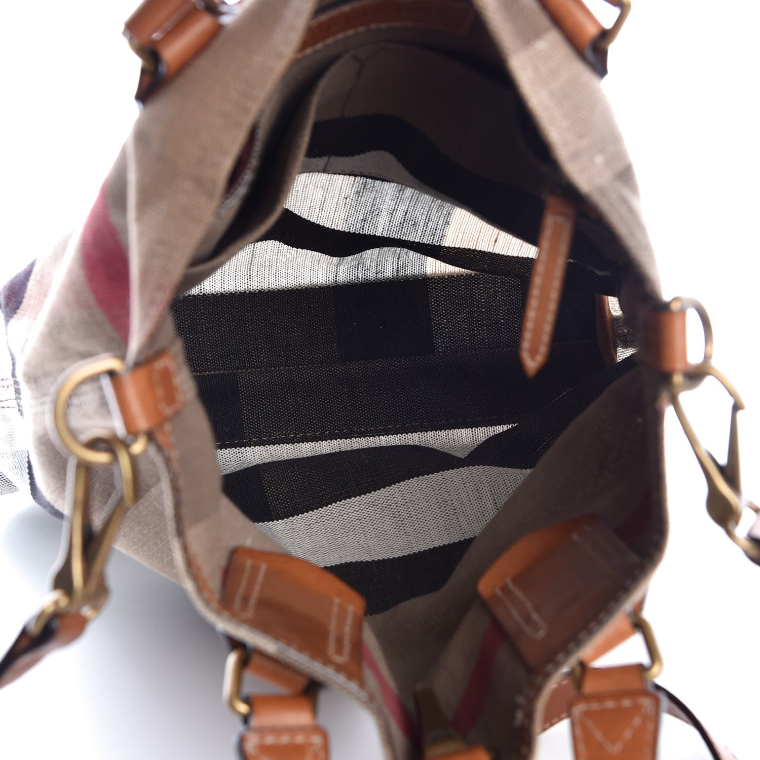 Burberry Canvas Mega Check Medium Tottenham Brit Tote Saddle Brown 5 of 8