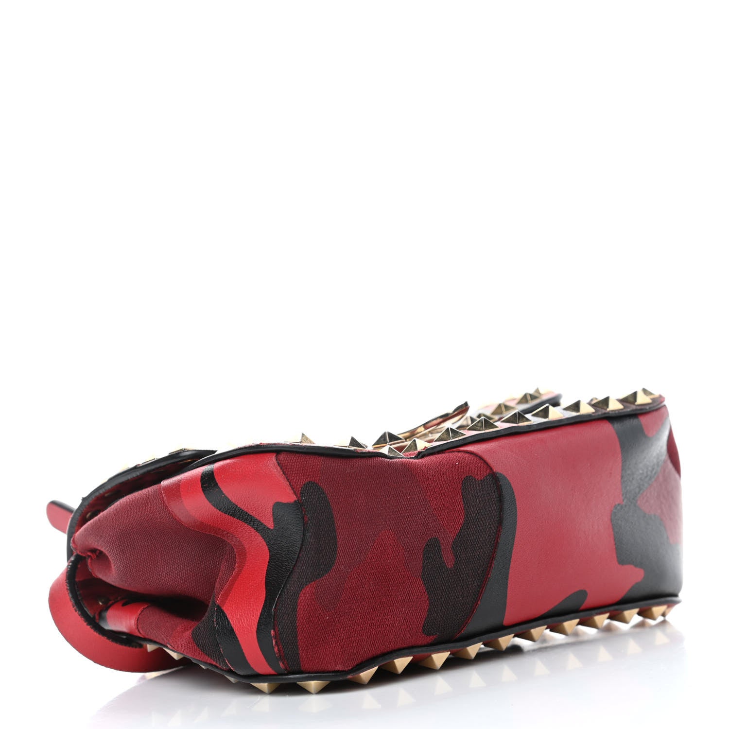 Valentino Garavani Nappa Canvas Camouflage Mini Rockstud Flap Saddle Crossbody Bag Red 3 of 5