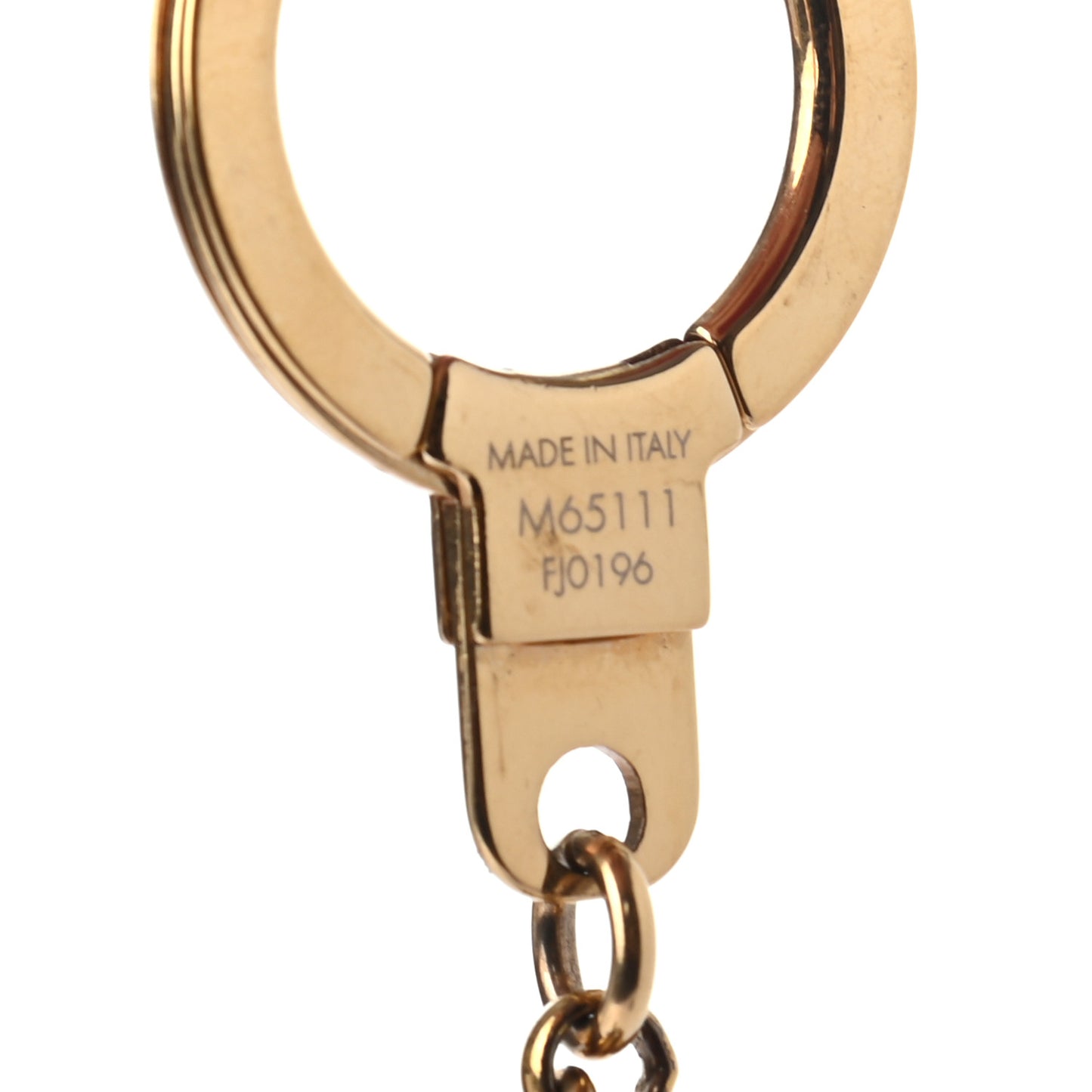 Brass Enamel Fleur De Monogram Bag Charm Chain Gold