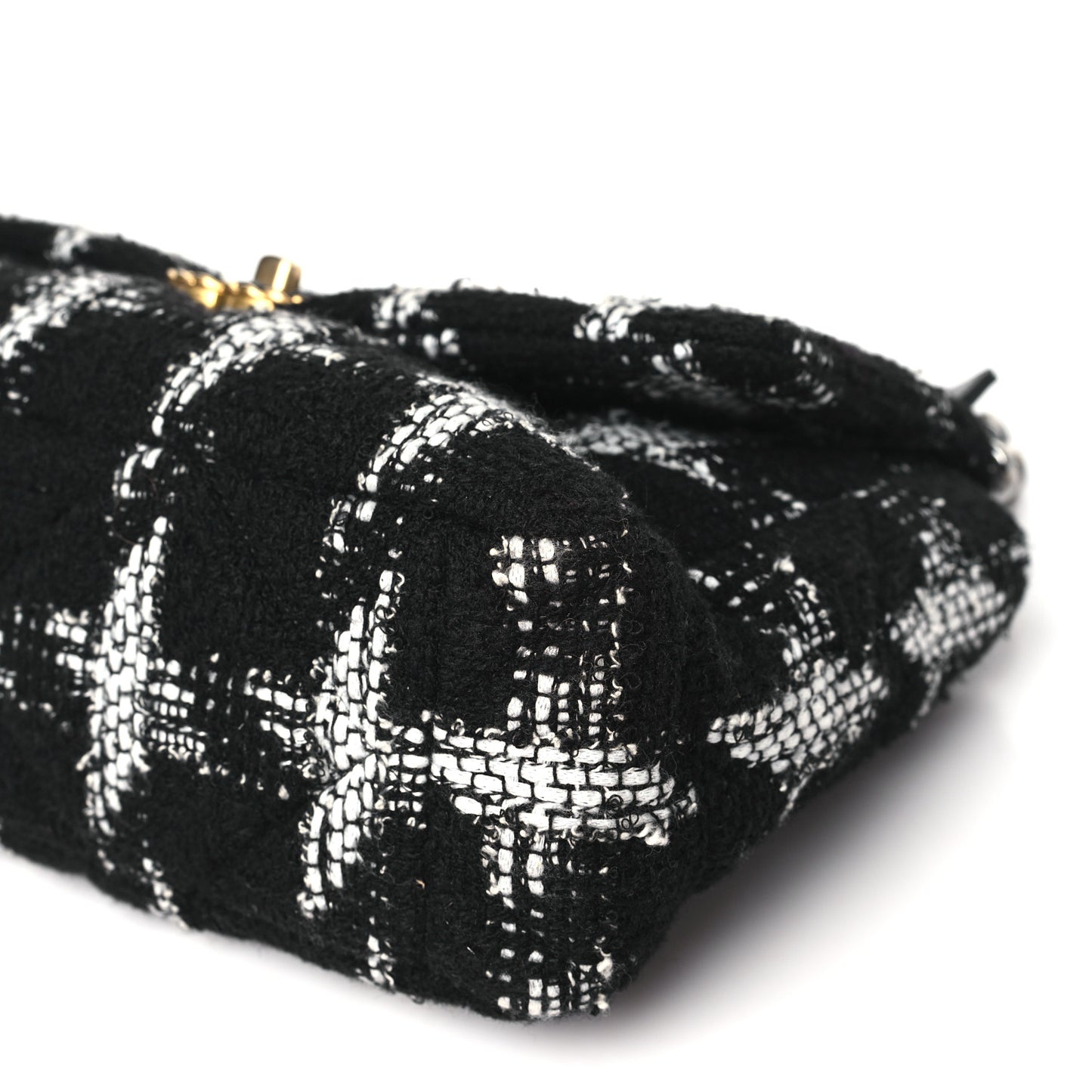 Tweed Quilted Large Chanel 19 Flap Black Ecru White