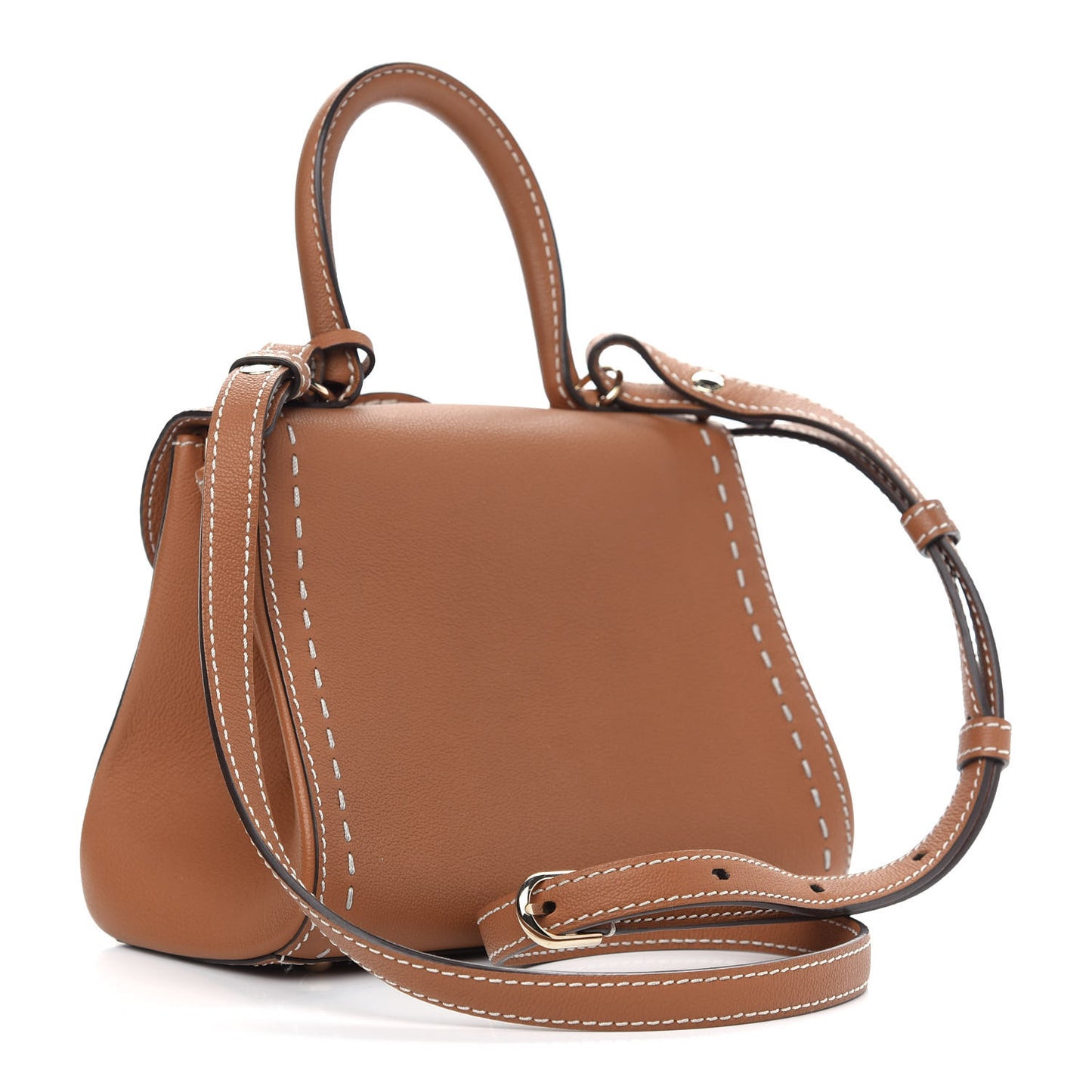 Grained Rodeo Calfskin Surpique Mini Brillant Satchel Vegetal Ivory