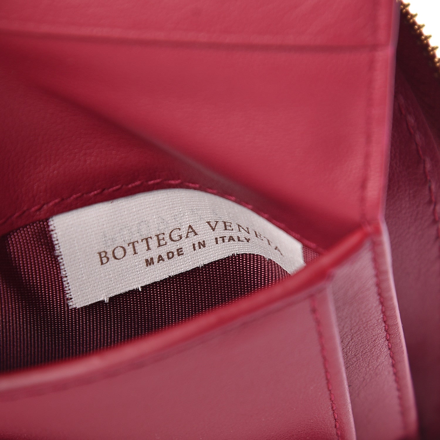Bottega Veneta BOTTEGA VENETA Calfskin Padded Paper Mini Zip Wallet Amaranto 6 of 7