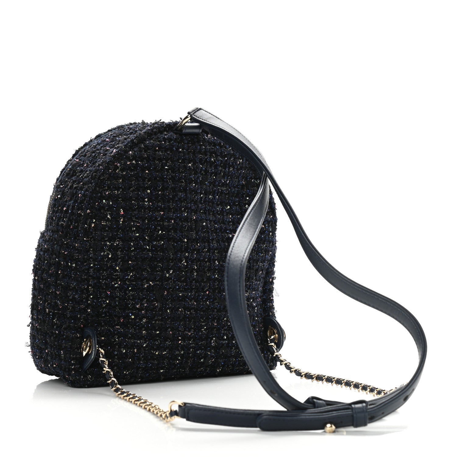 Chanel Tweed Front Pocket Backpack Navy 3 of 8