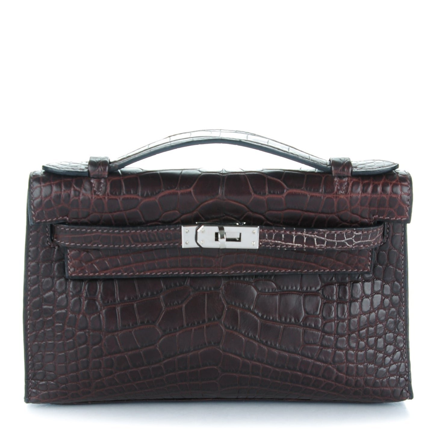 Matte Niloticus Crocodile Kelly Pochette Havane