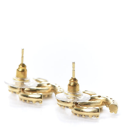 Chanel Crystal CC Earrings Gold 4 of 5