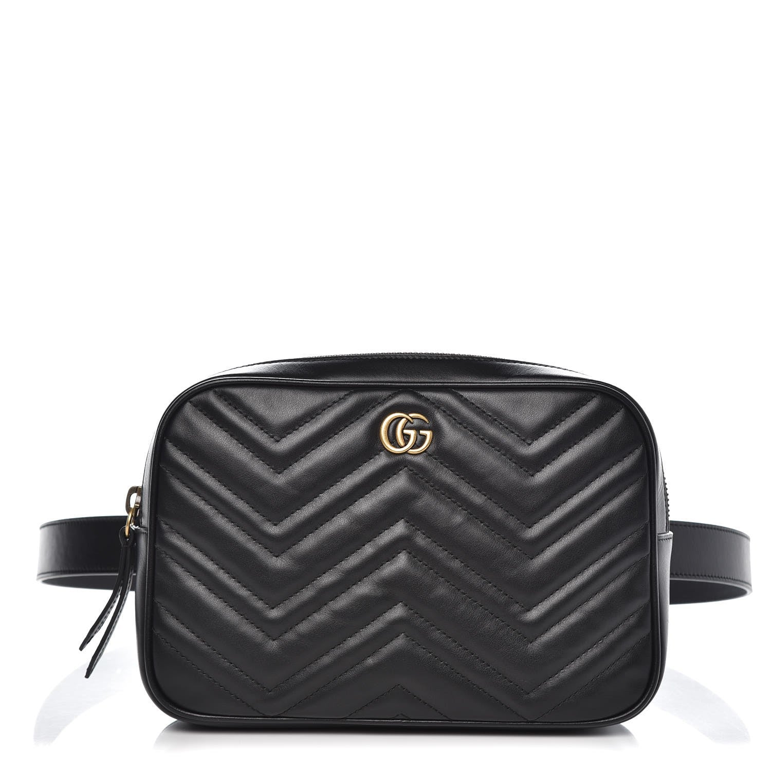 Gucci Calfskin Matelasse Mens GG Marmont Belt Bag 100 40 Black 1 of 7