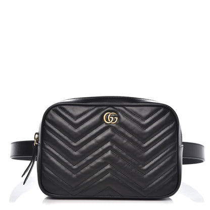 Gucci Calfskin Matelasse Mens GG Marmont Belt Bag 100 40 Black 1 of 7