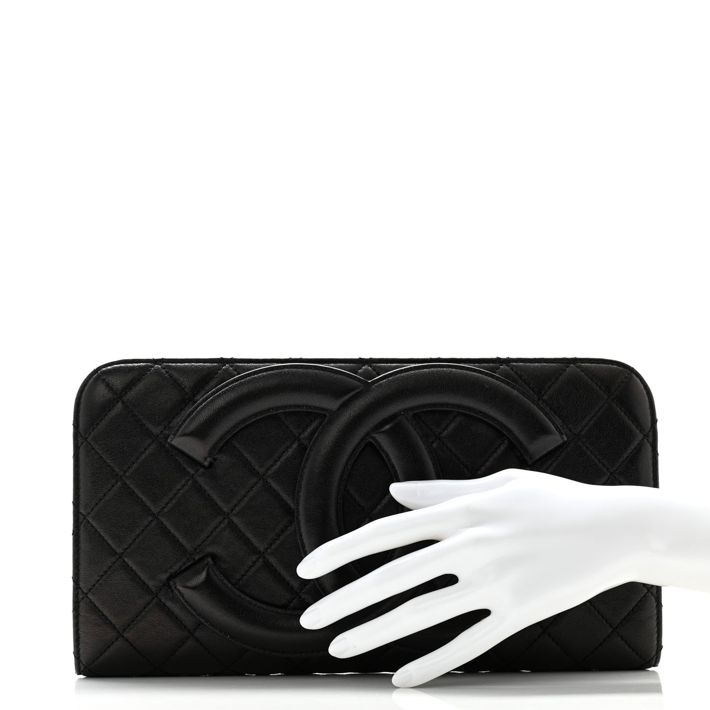 Lambskin Quilted Coco Midnight Clutch  Black