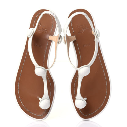 Christian Louboutin Calfskin Jurassic Nappa Planet Ball Flat Sandals 36 White 6 of 10