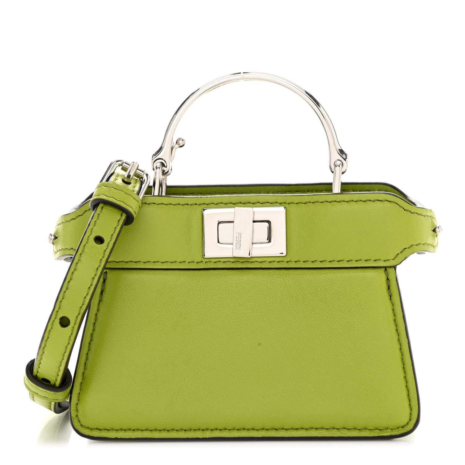 Fendi Shiny Nappa Nano Peekaboo Maxi Handle Satchel Wasabi 1 of 9