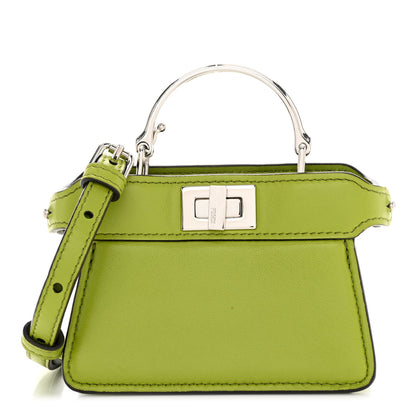 Fendi Shiny Nappa Nano Peekaboo Maxi Handle Satchel Wasabi 1 of 9