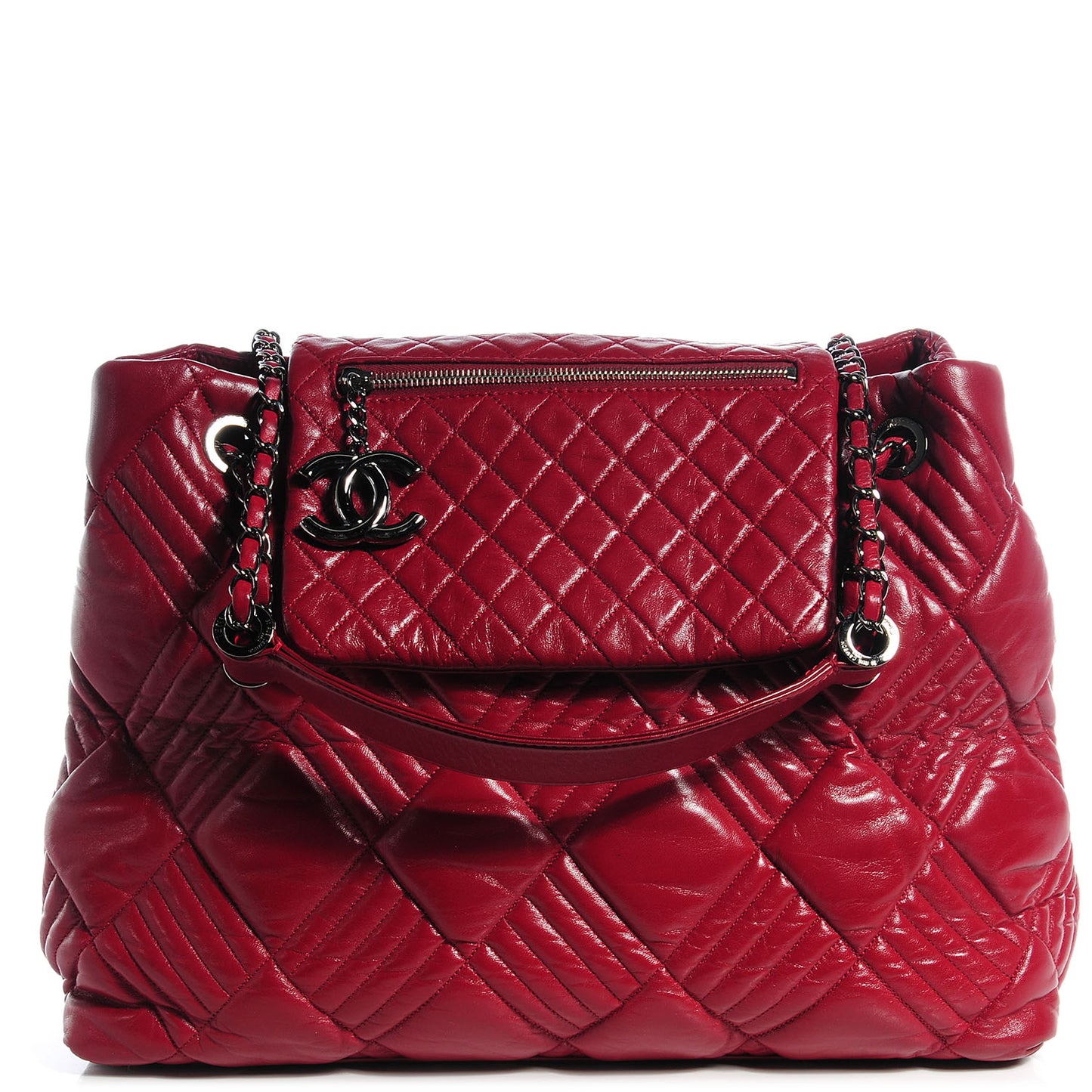 Lambskin In and Out Tote Red