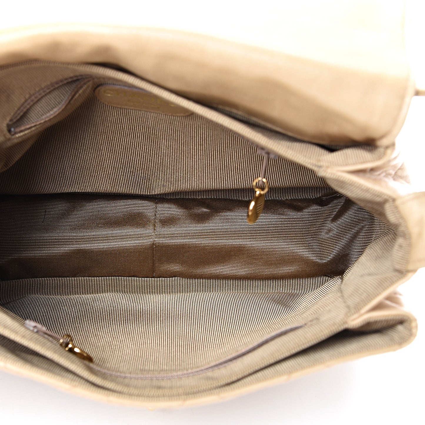 Lambskin Quilted Flap Shoulder Bag Beige