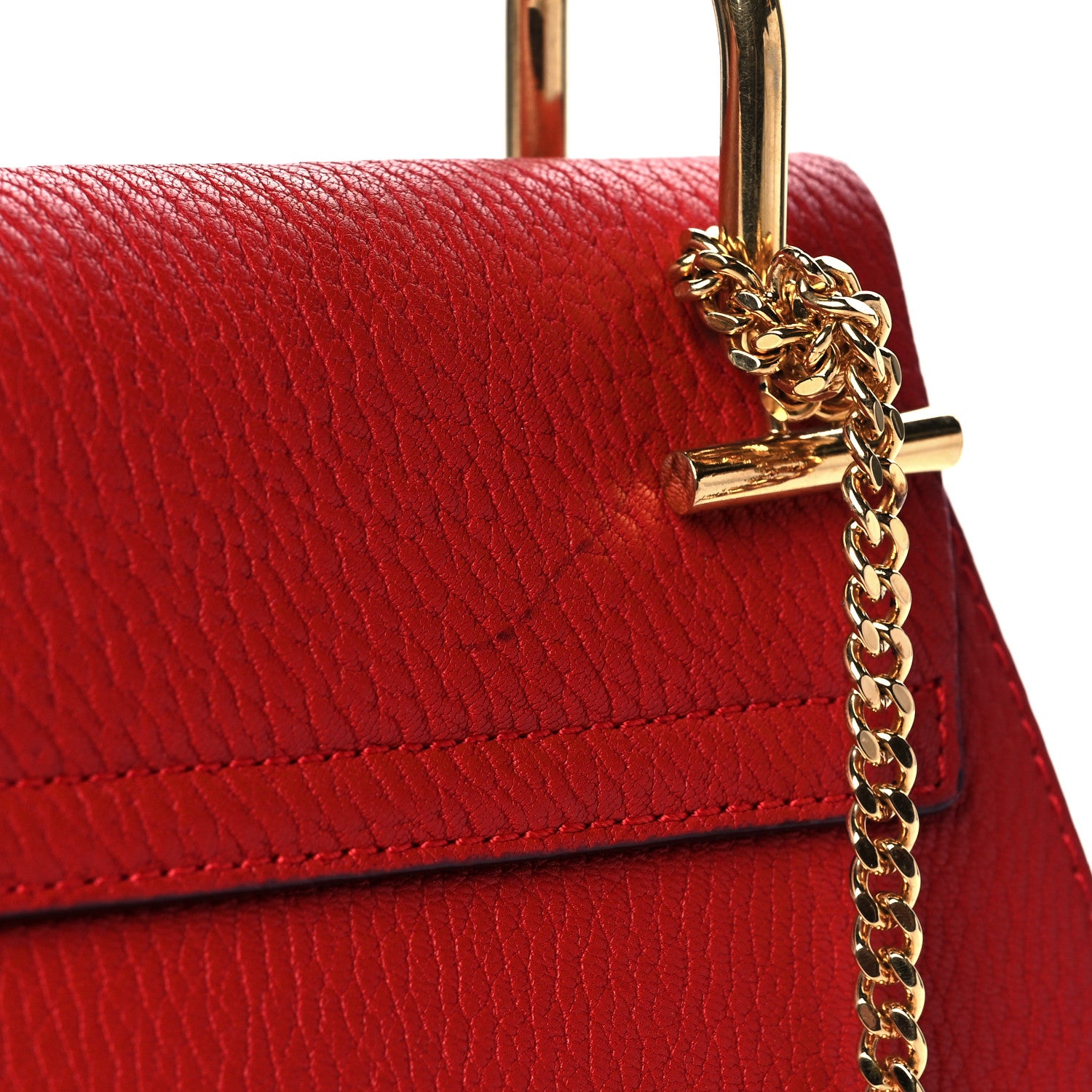Chloe Grained Lambskin Drew Shoulder Bag Plaid Red 10 of 11