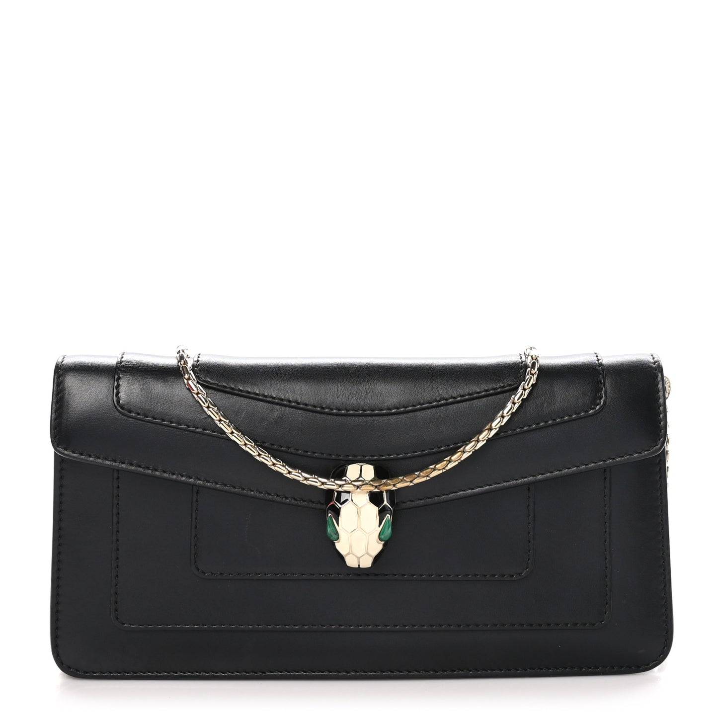 Calfskin Serpenti Forever Shoulder Bag Black