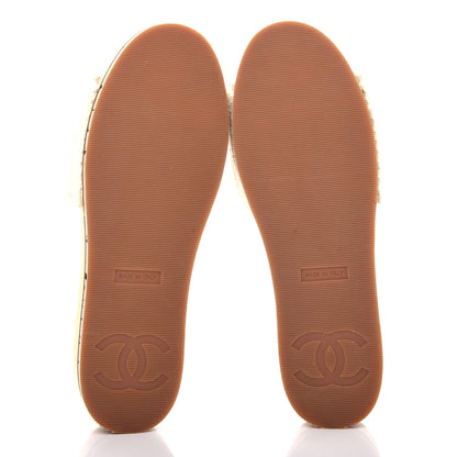 Chanel Tweed Cork CC Mule Sandal 37 White 6 of 10
