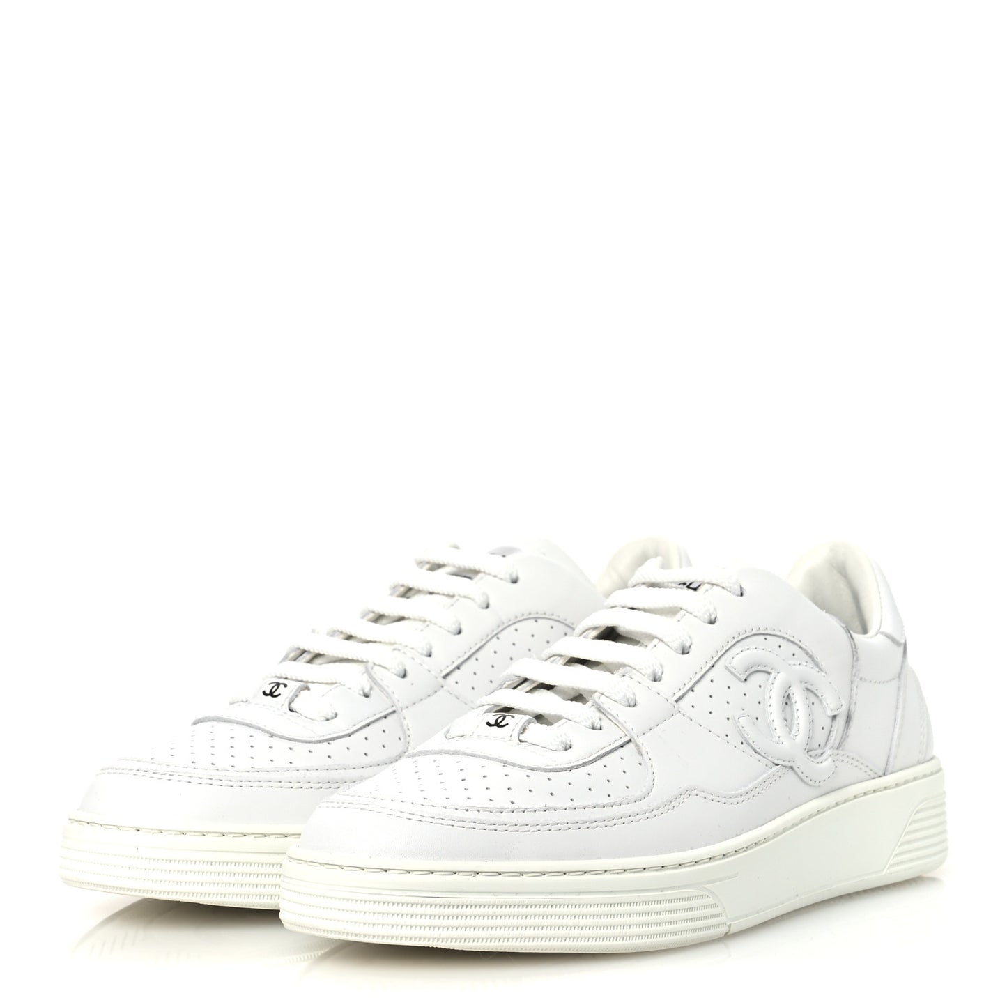 Calfskin CC Womens Sneakers 38 White
