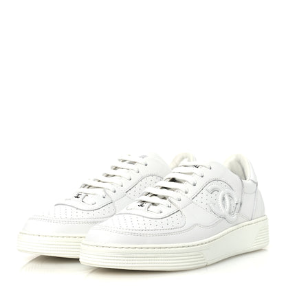 Chanel Calfskin CC Womens Sneakers 38 White 4 of 12