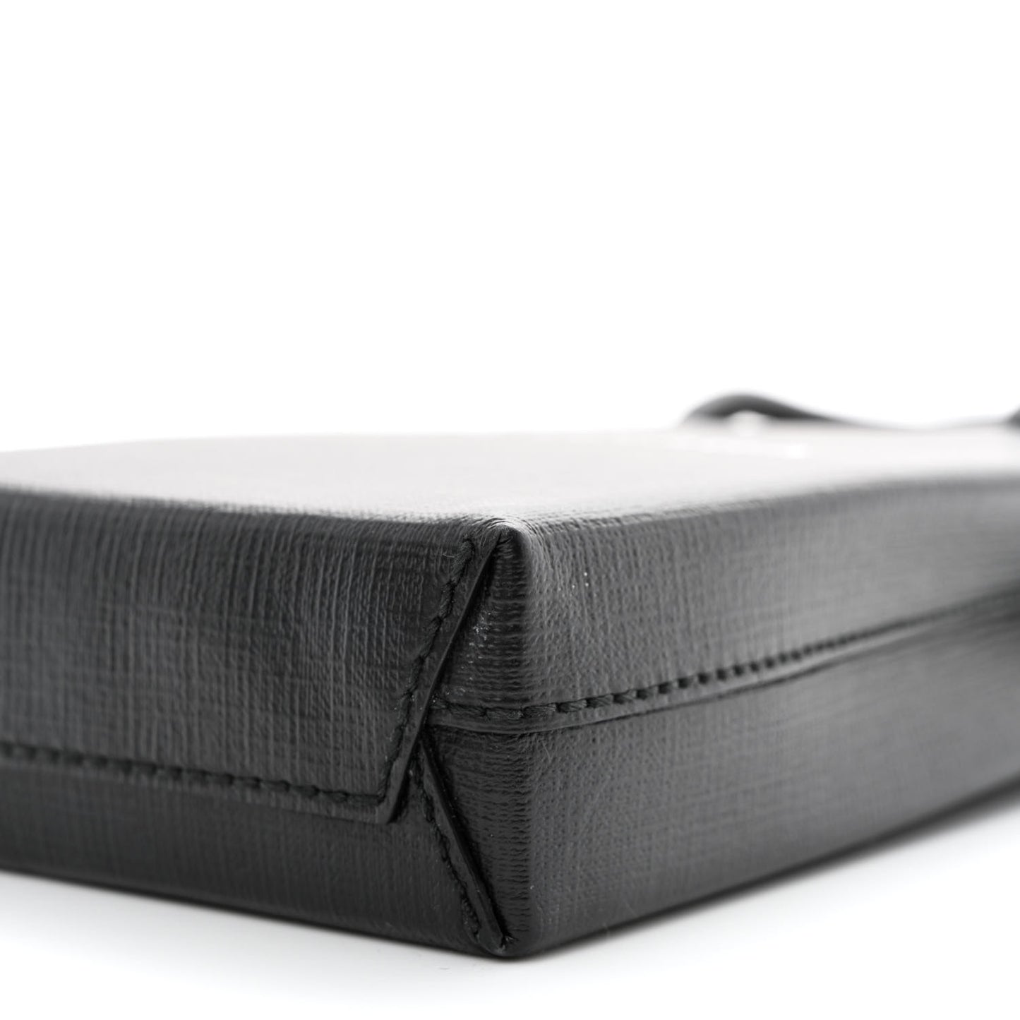 Squared Calfskin Logo Shopping Phone Holder Bag Black