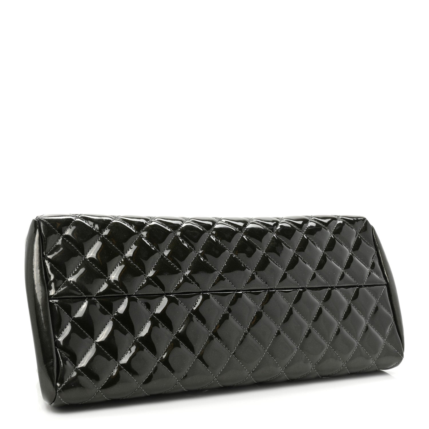 Chanel Metallic Patent Quilted Medium Just Mademoiselle Bowling Bag Green Degrade 4 of 13