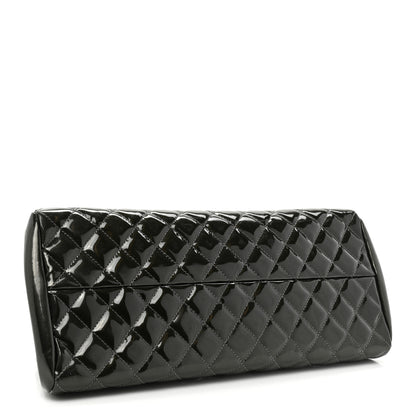 Chanel Metallic Patent Quilted Medium Just Mademoiselle Bowling Bag Green Degrade 4 of 13