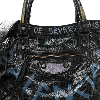 Balenciaga Agneau Graffiti All Over Classic Hardware S City Black Multicolor 8 of 13