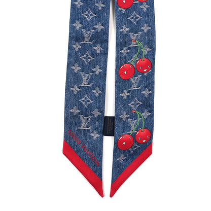 Louis Vuitton LV X TM Silk Monogram Cerises Bandeau  Denim Blue 2 of 3