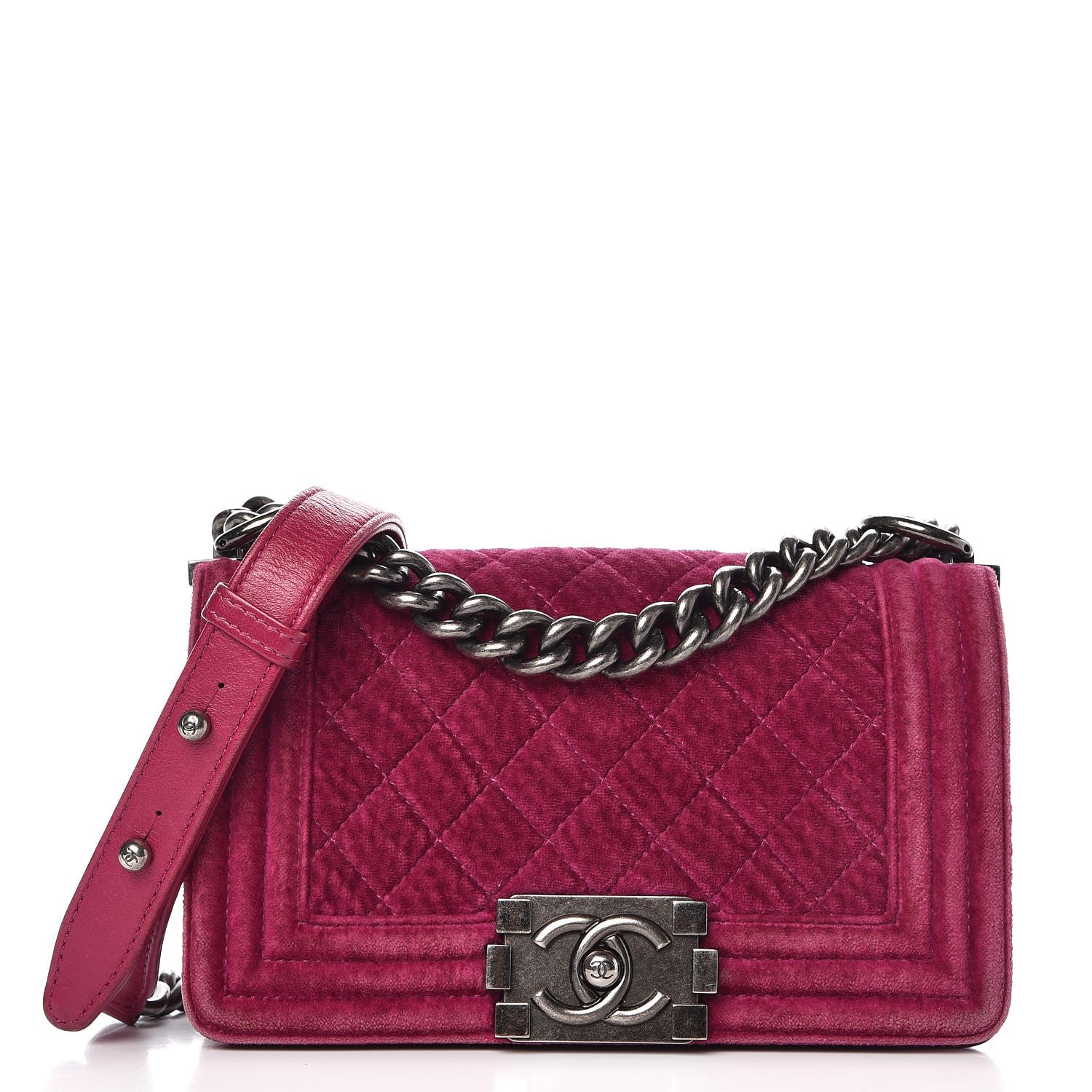 Chanel Velvet Quilted Small Boy Flap Fuchsia 1 of 11