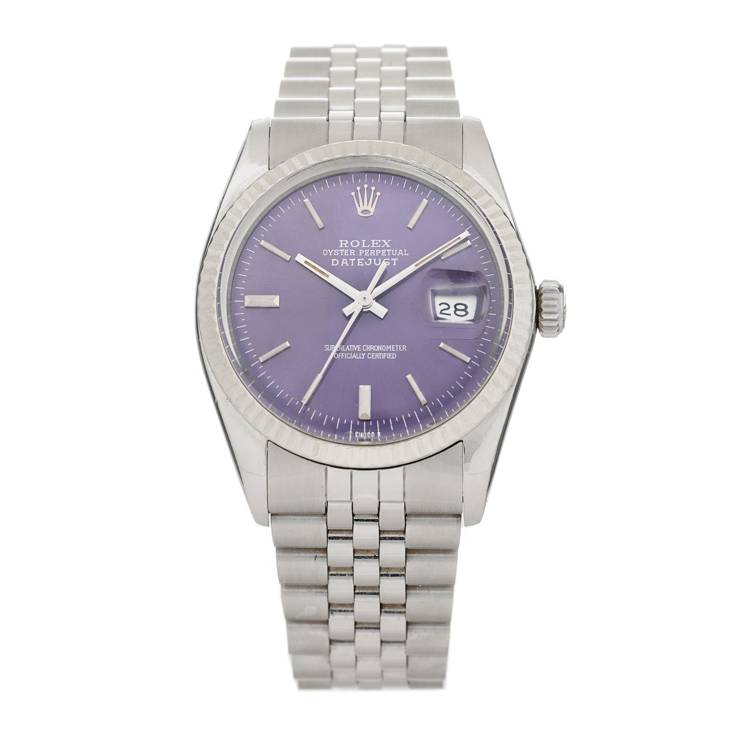 Stainless Steel 36mm Oyster Perpetual Datejust Watch Purple