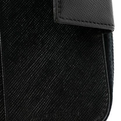 Prada Saffiano Vernice Compact Zip Around Wallet Black 7 of 14