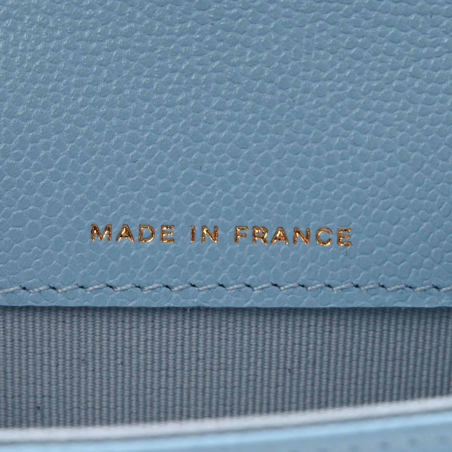 Caviar Quilted Flap Card Holder Wallet Light Blue