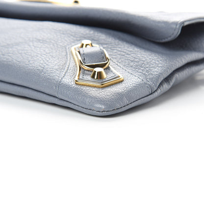 Balenciaga Chevre Gold Metallic Edge Hardware Envelope Clutch Bleu Acier 9 of 10