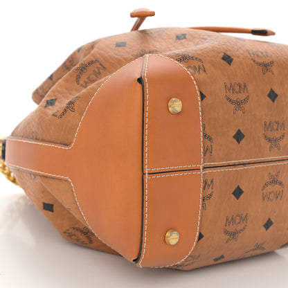 MCM Visetos Small Soft Berlin Drawstring Bucket Bag Cognac 9 of 10