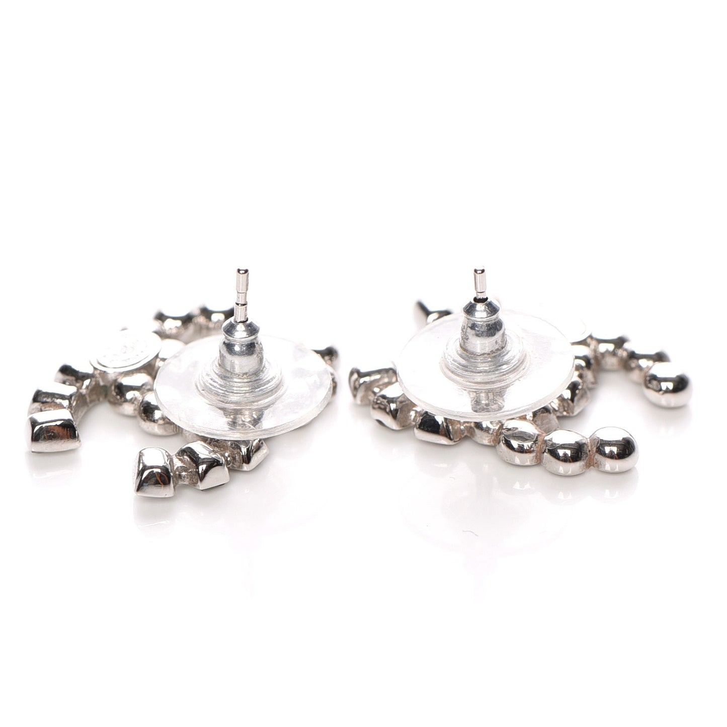 Baguette Crystal CC Earrings Silver