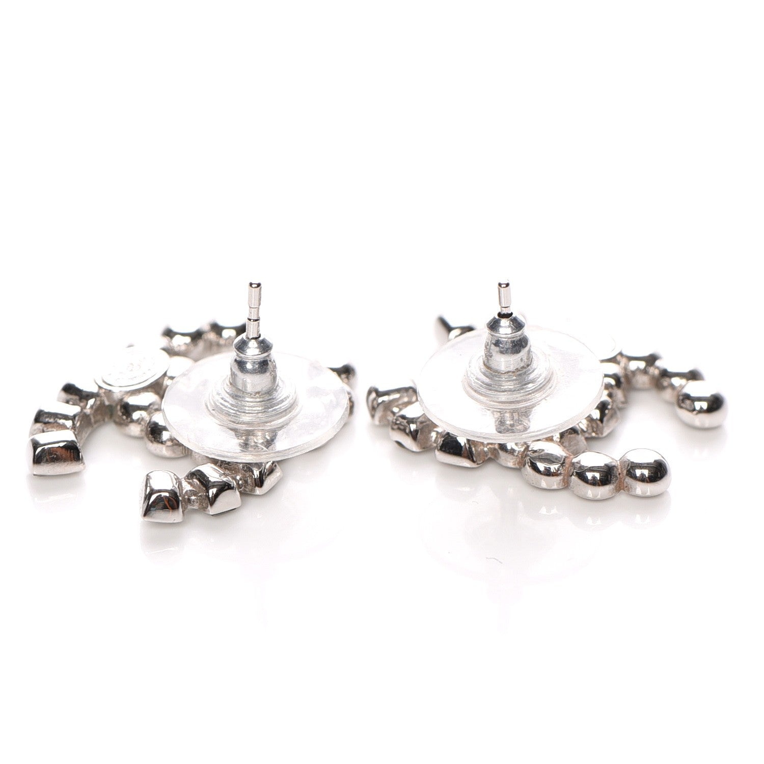 Chanel Baguette Crystal CC Earrings Silver 4 of 4