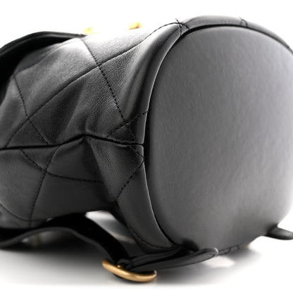 Chanel Lambskin Quilted Logo Mini Backpack Black 9 of 10