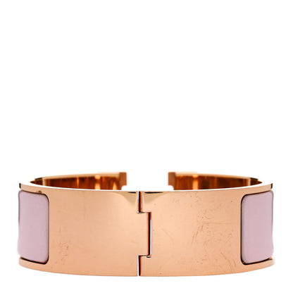 Hermes Enamel Wide Clic Clac H PM Bracelet Rose Candeur 2 of 4