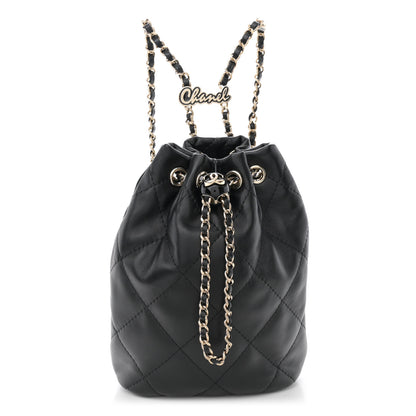 Chanel Shiny Lambskin Quilted Drawstring Backpack Black 1 of 13