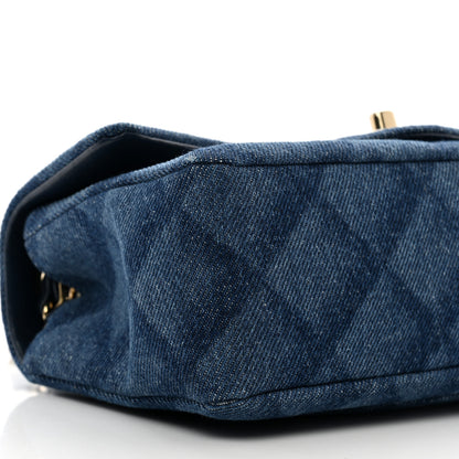 Chanel Printed Denim Quilted Mini Rectangular Flap Dark Blue 9 of 11