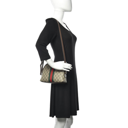 Gucci GG Supreme Monogram Textured Dollar Calfskin Web Small Ophidia Dome Shoulder Bag Beige Ebony New Acero 2 of 10