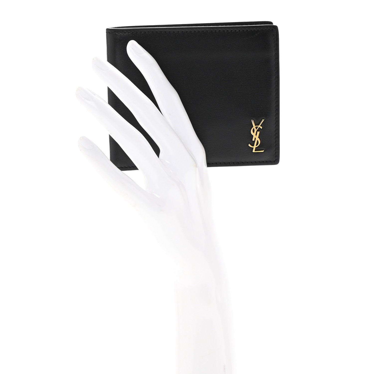 Saint Laurent Shiny Calfskin Tiny Bi-Wallet Black 2 of 8