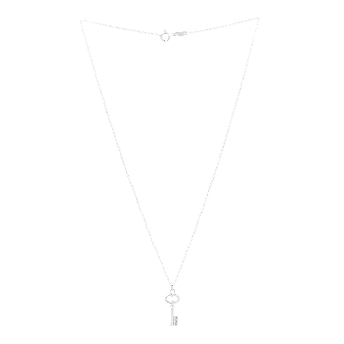 Sterling Silver Mini Oval Key Pendant Necklace