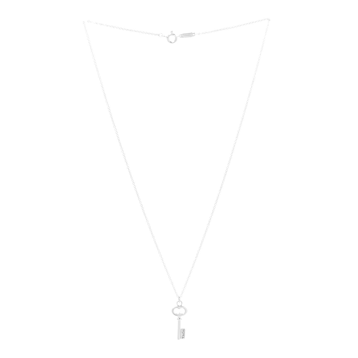 Tiffany Sterling Silver Mini Oval Key Pendant Necklace 3 of 7