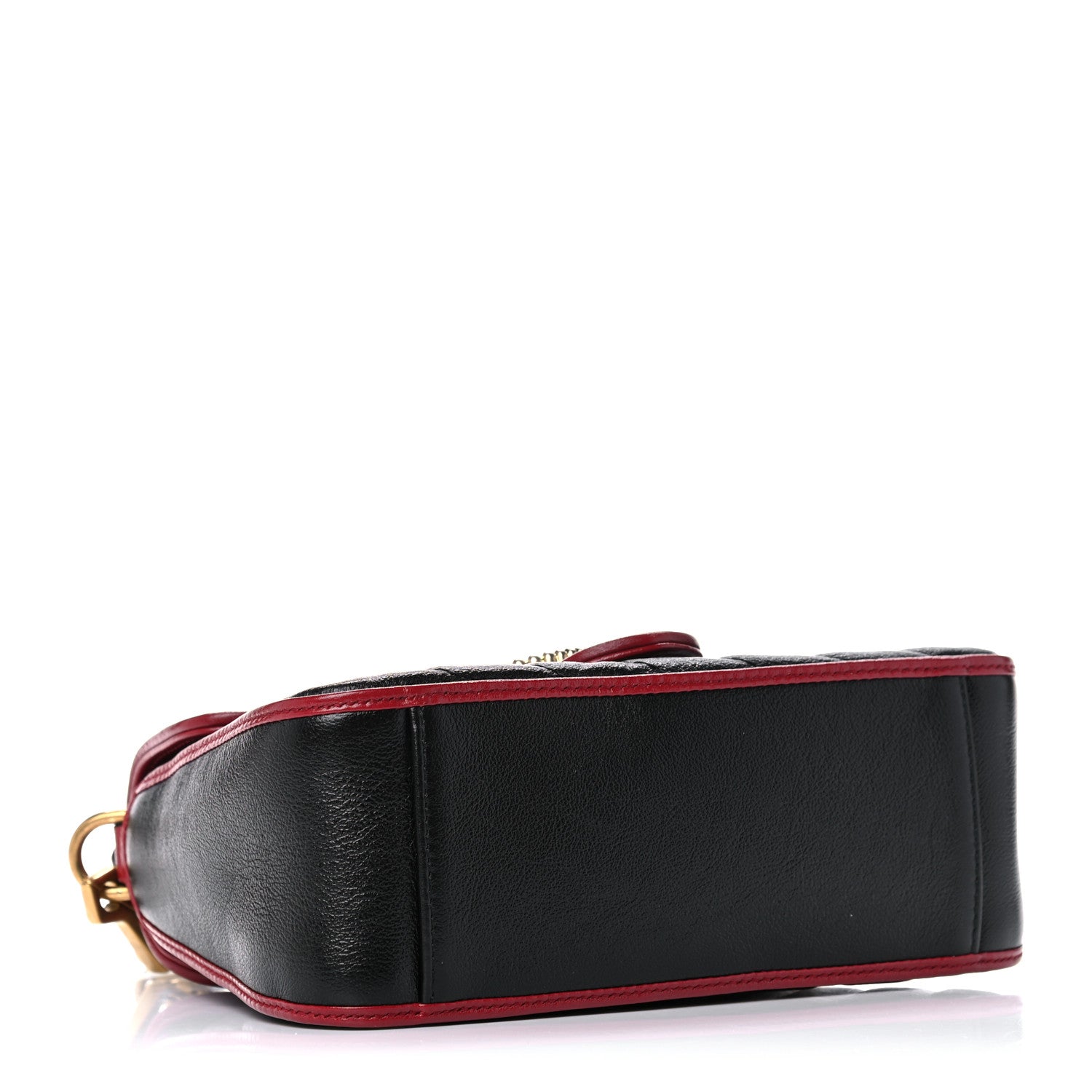 Gucci Vintage Effect Calfskin Matelasse Diagonal Mini Torchon GG Marmont Top Handle Shoulder Bag Black Romantic Cherry 4 of 12