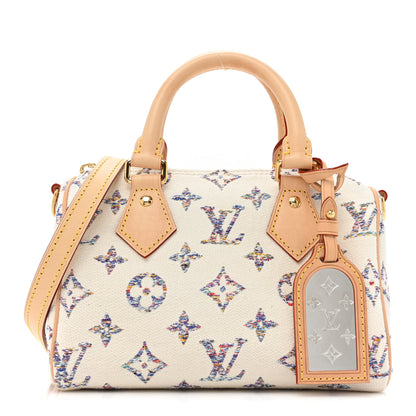 Louis Vuitton Monogram Jacquard Fabric Speedy Bandouliere 20 Multicolor Beige 1 of 8